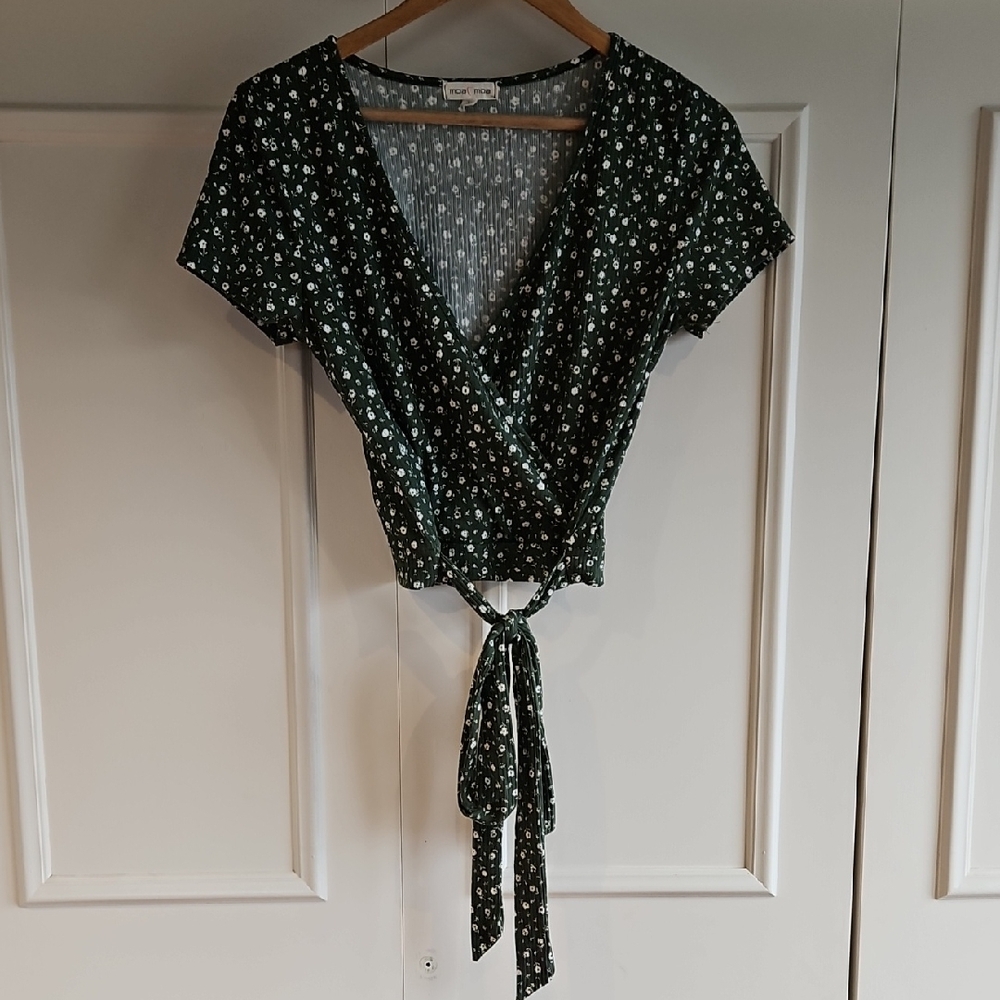 Floral Faux Wrap Crop Top